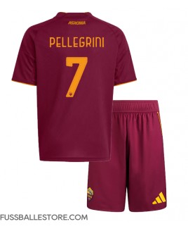 Günstige AS Roma Lorenzo Pellegrini #7 Heimtrikotsatz Kinder 2025-26 Kurzarm (+ Kurze Hosen)